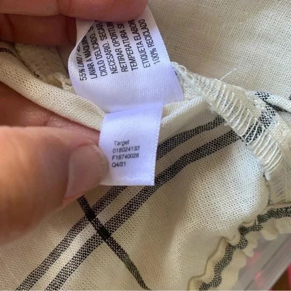 A New Day Women's Cream Window Pane Crop Top With Buttons and Drawstring Size M - Picture 7 of 7